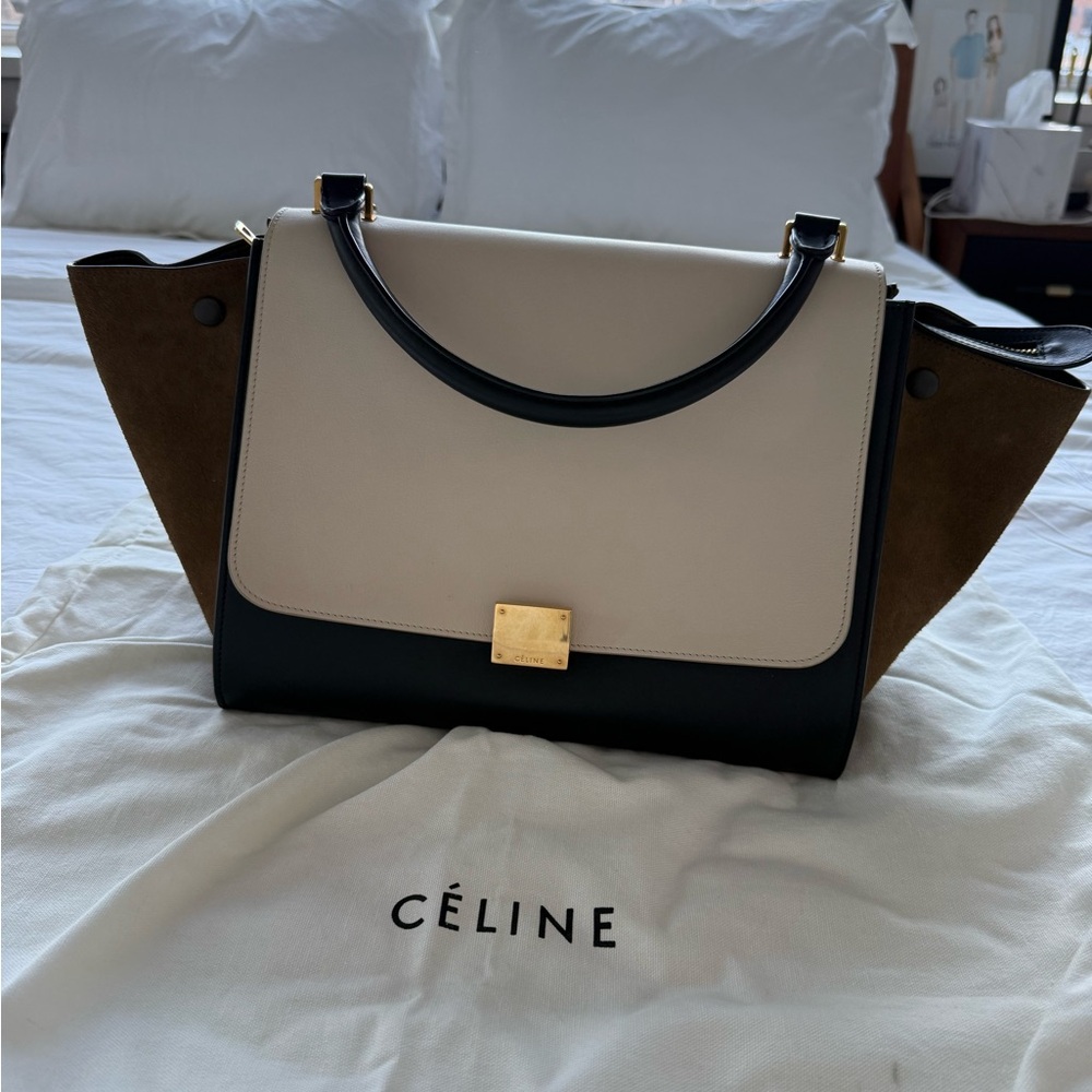Celine Elegant Cream and Black Shoulder Bag